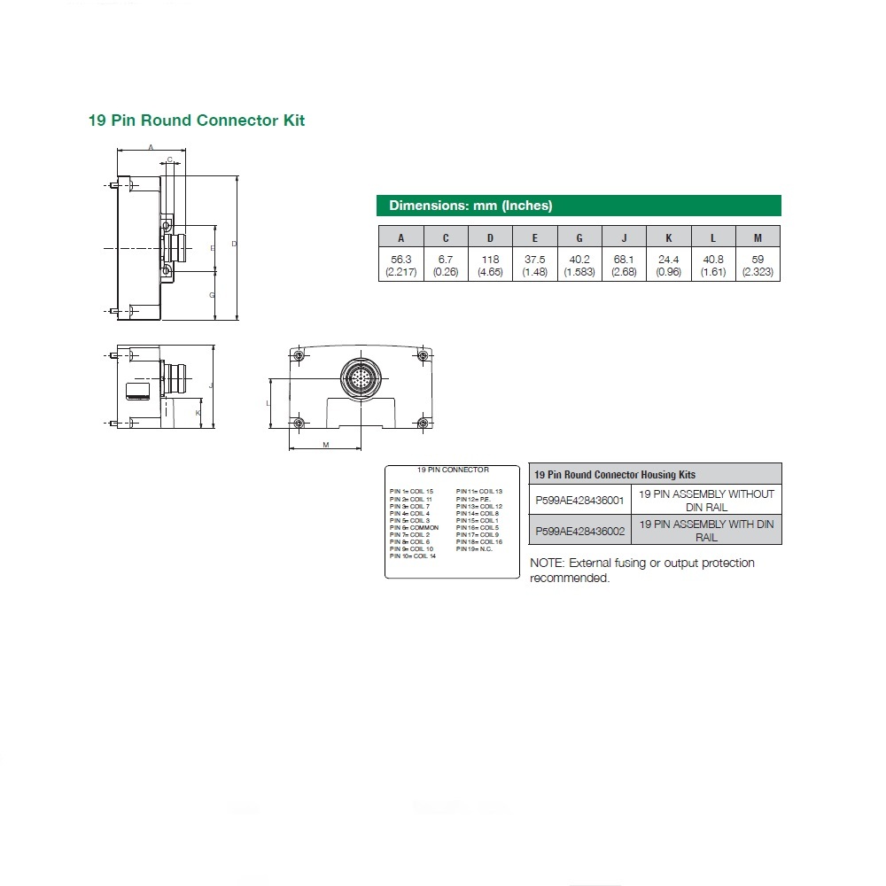 P599AE428436001 NUMATICS/AVENTICS MANIFOLD PART<BR>501,502,503 SERIES 19 PIN ROUND CONNECTOR